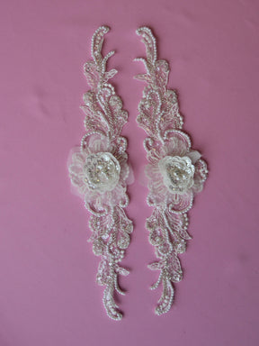 Ivory Beaded Lace Appliques - Virginia