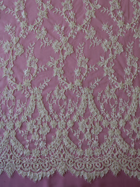 Ivory Beaded and Corded Lace - Constance