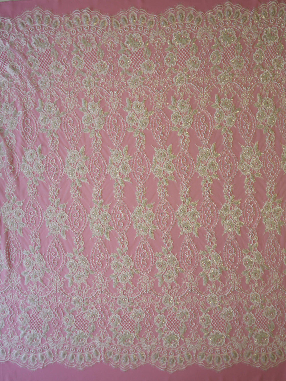 Ivory Embroidered Raschel Lace Aranza