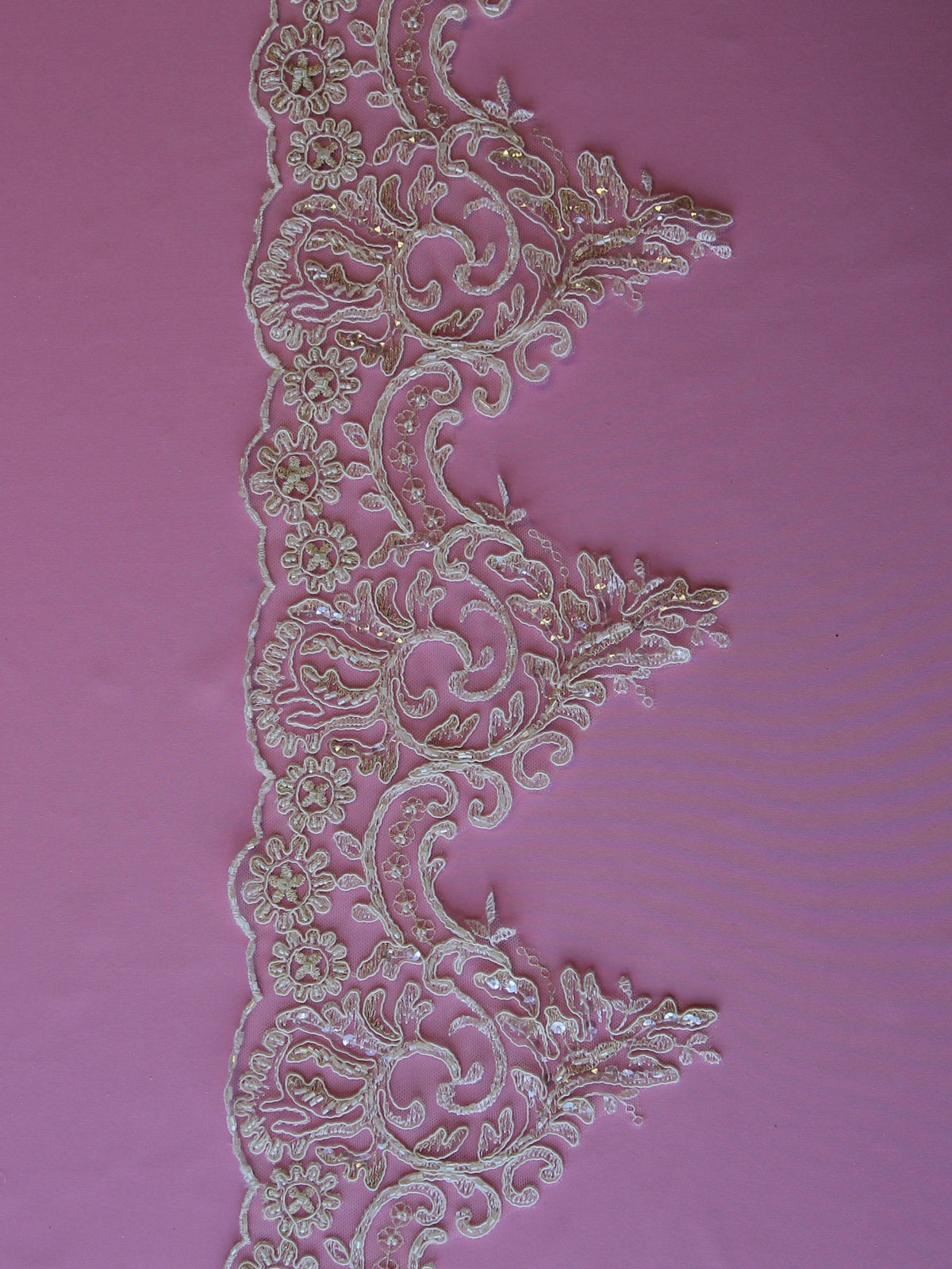 Ivory Beaded & Corded Lace Trim - Jessica