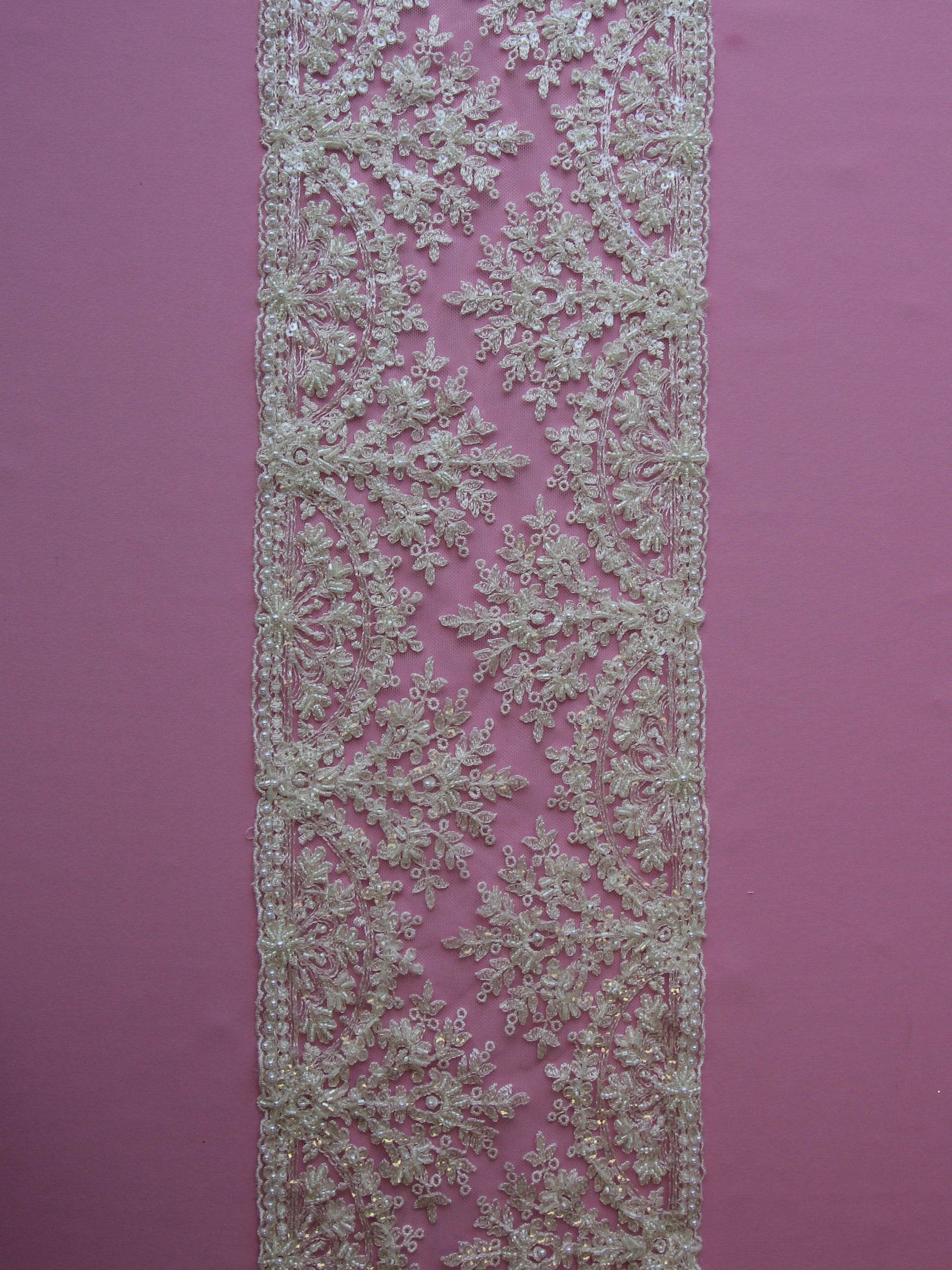 Ivory Beaded Lace Trim - Paige