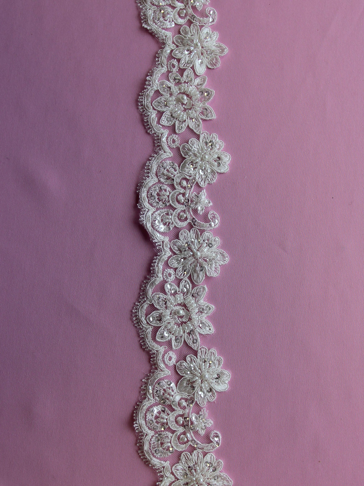 Ivory Beaded Lace Trim - Sheila