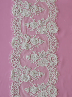 Ivory Beaded Lace Trim - Henna