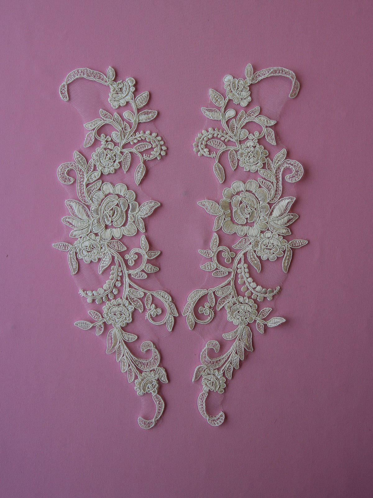 Ivory Corded Lace Applique - Peacock