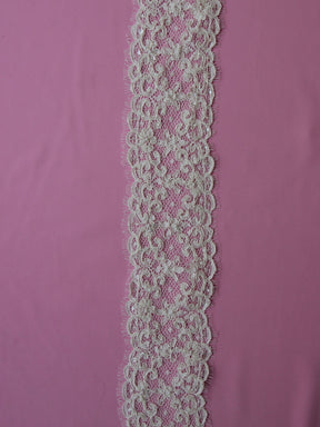 Ivory Corded and Beaded Lace Trim - Heidi