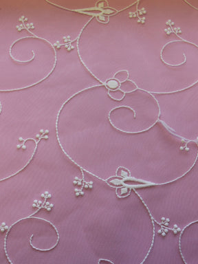 Ivory Embroidered Lace - Cortina