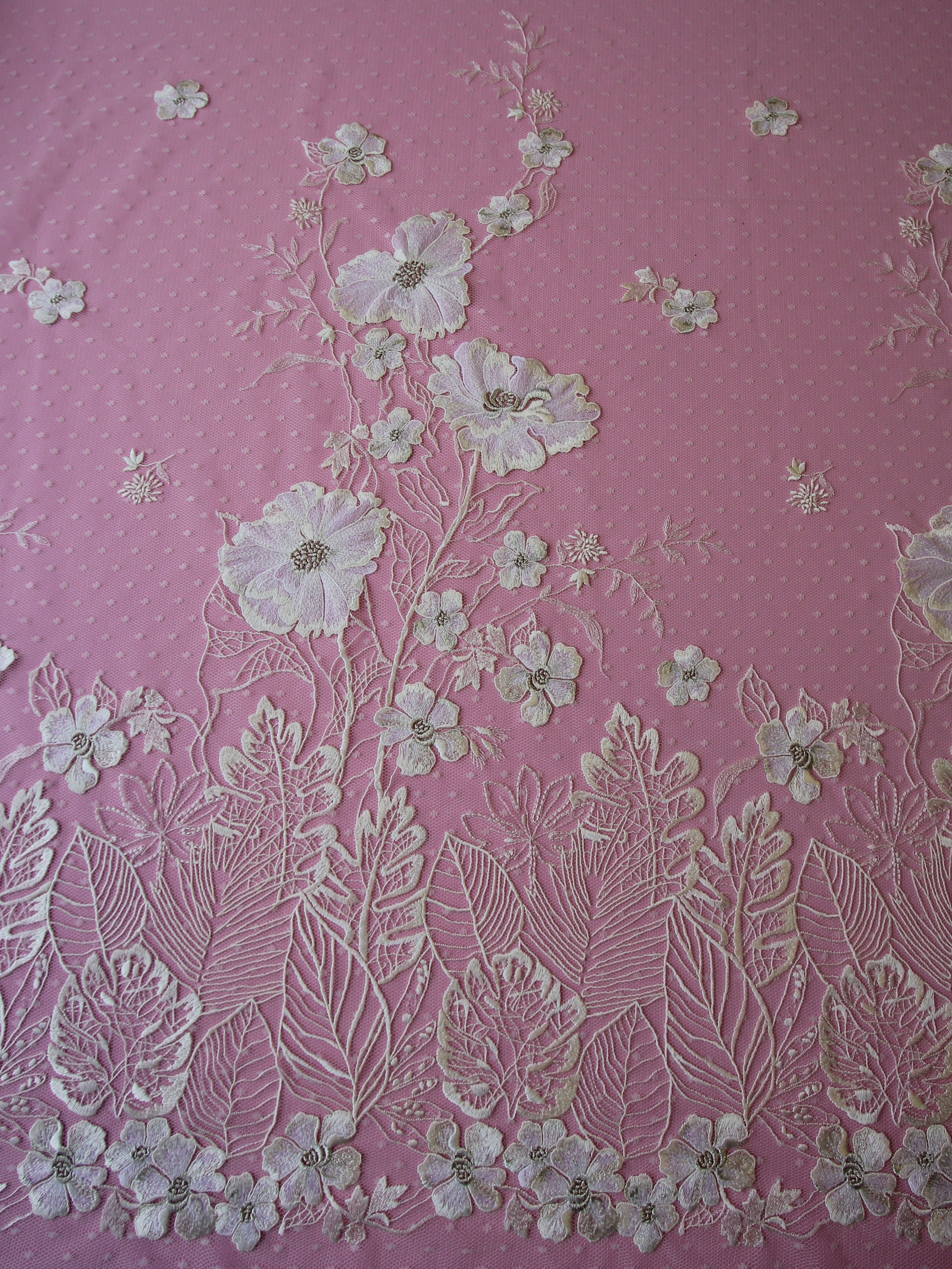 Ivory Embroidered Lace - Violetta