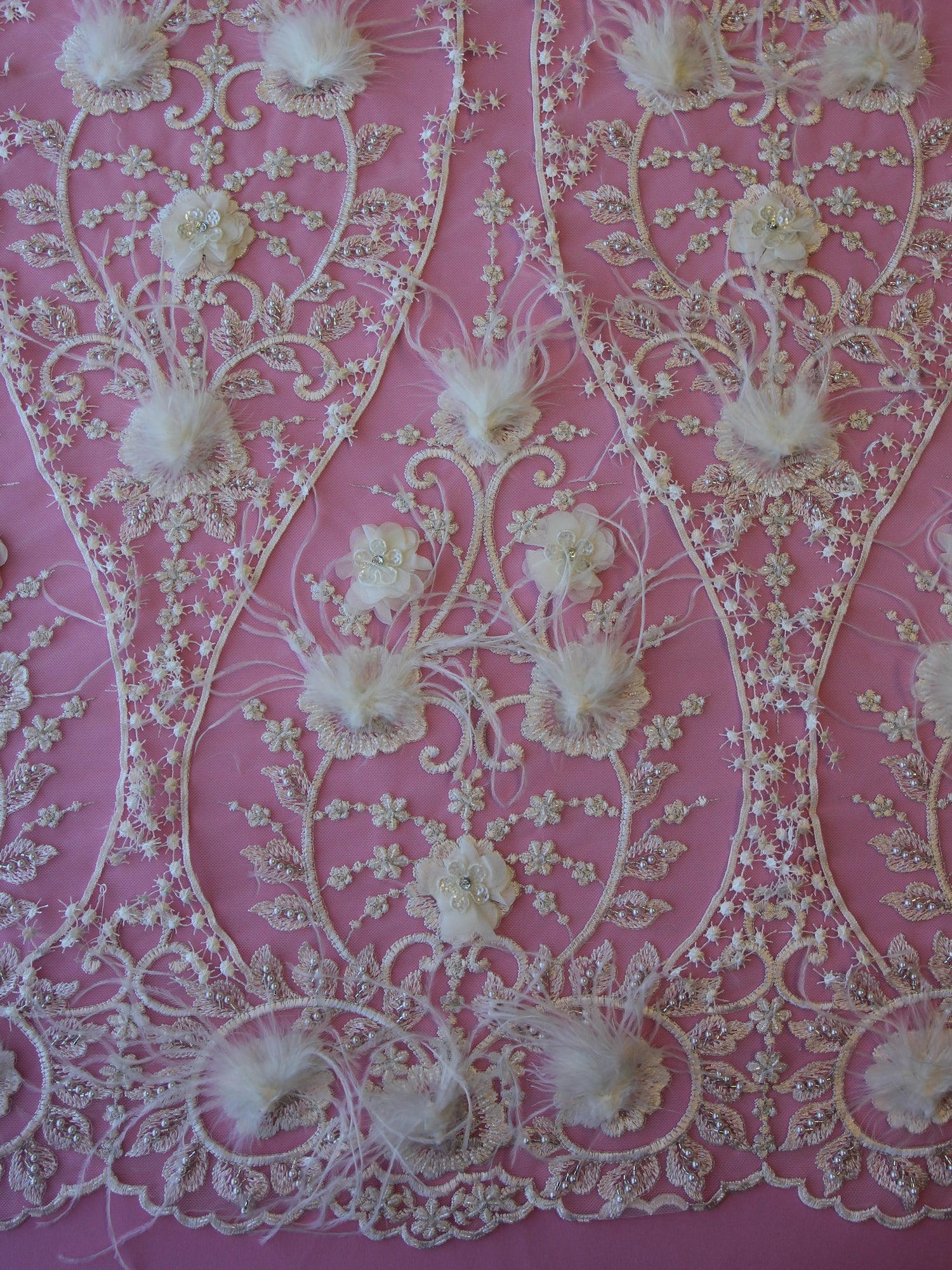 Ivory Beaded Lace Yedda