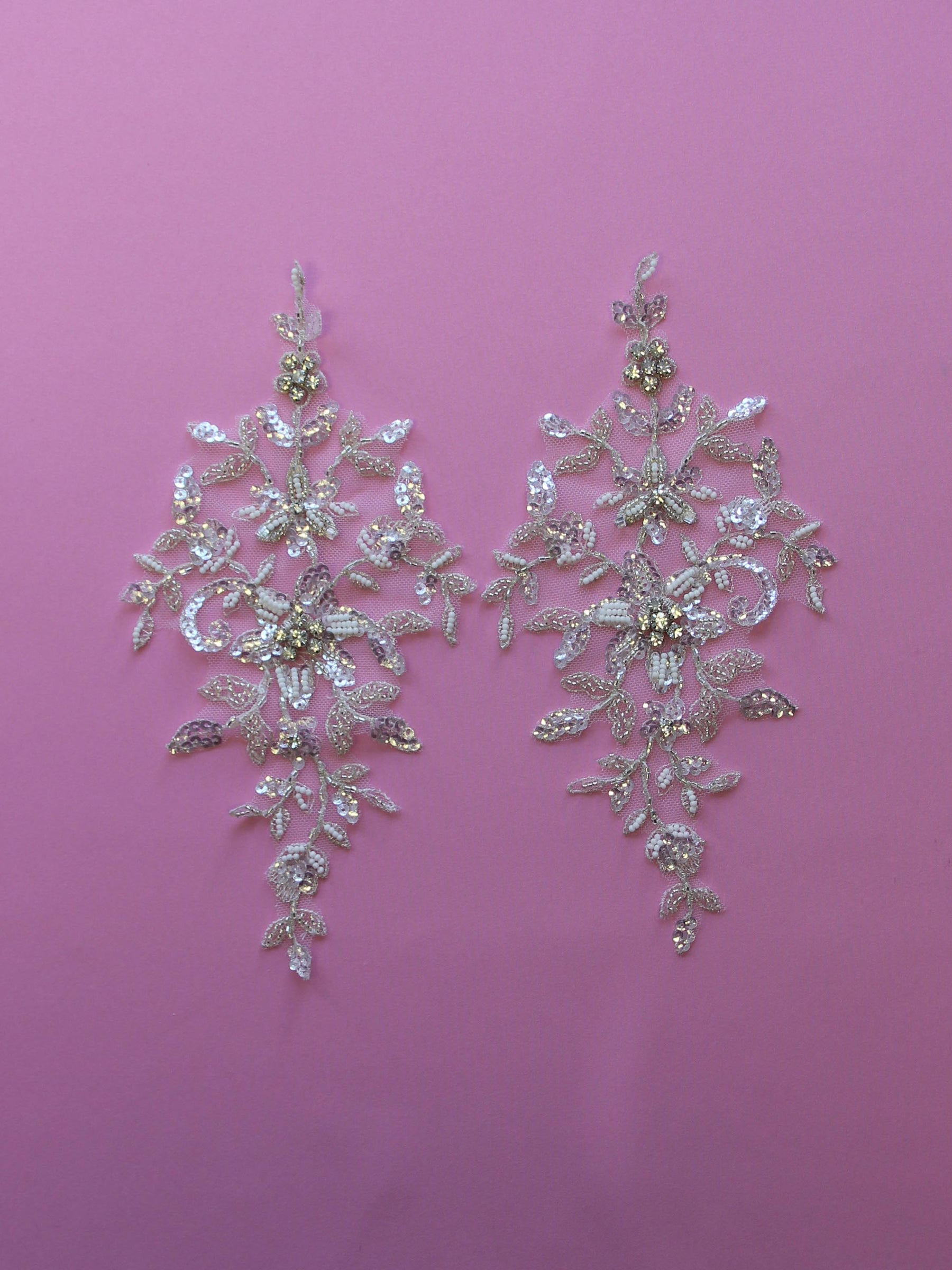 Ivory Beaded Lace Appliques - Lynx