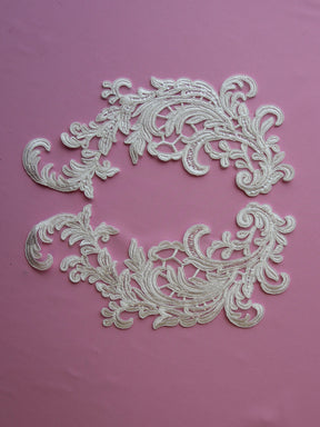 Ivory Sequinned Lace Appliques - Nymph