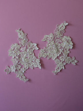 Ivory Beaded Lace Appliques - Victoria (Large)