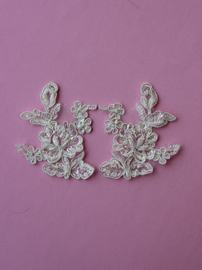 Ivory Beaded Lace Appliques - Victoria (Small)