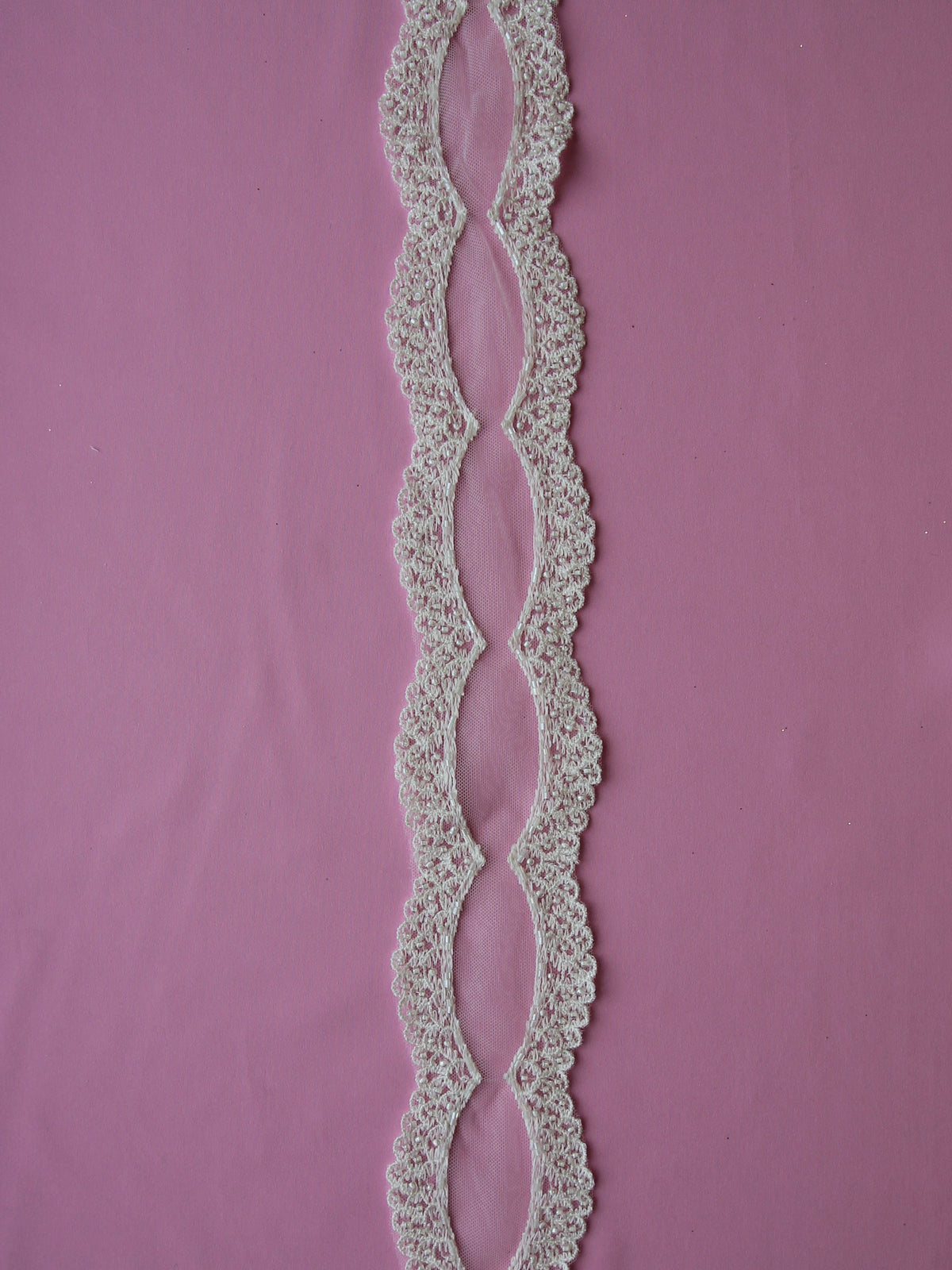 Ivory Beaded Embroidery Lace Trim - Aviana