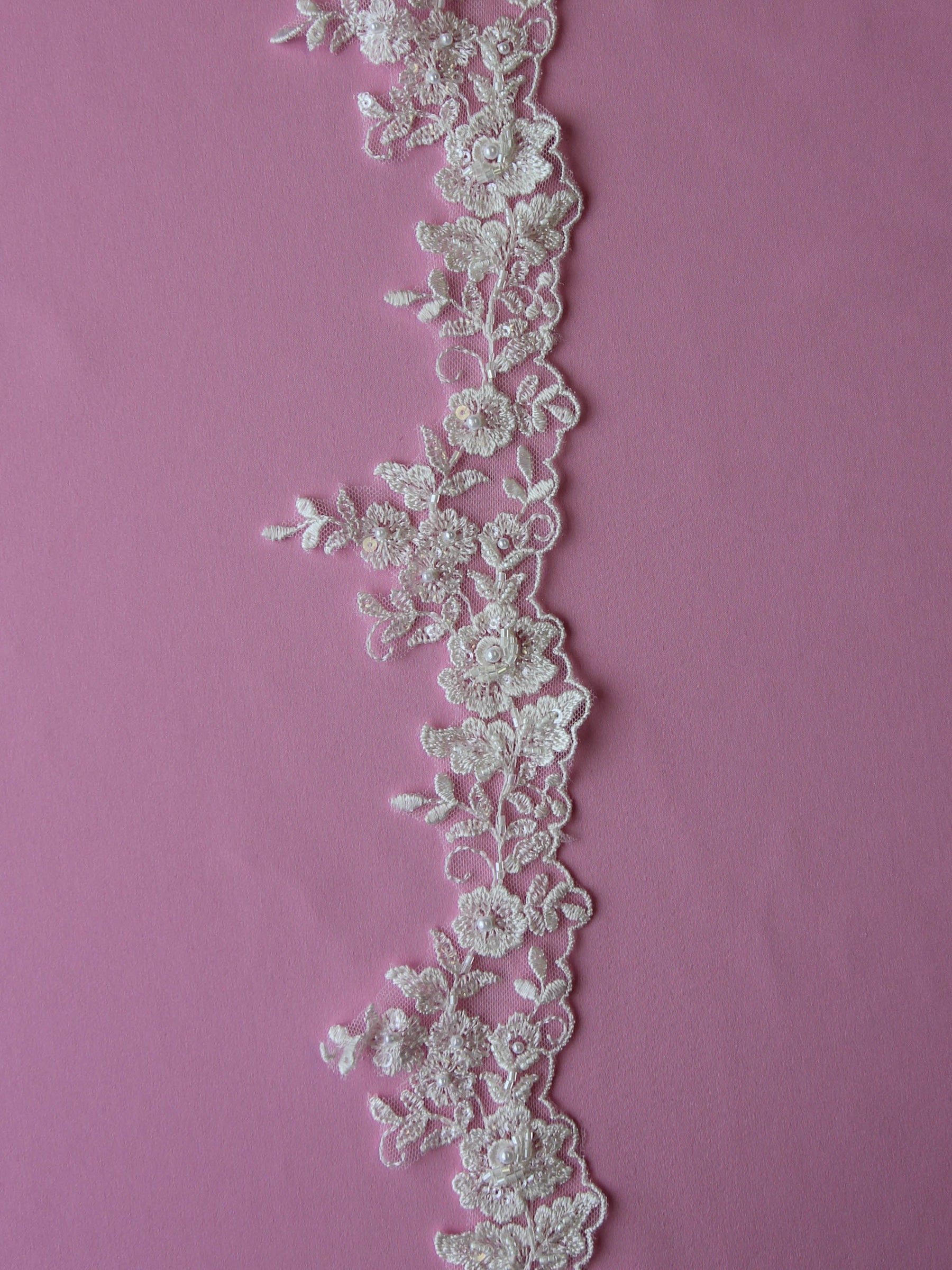 Ivory Beaded Lace Trim - Huberta