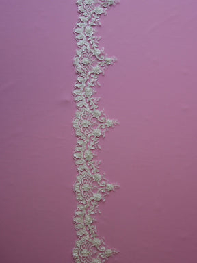 Ivory Beaded Laser Lace Trim - Olivia