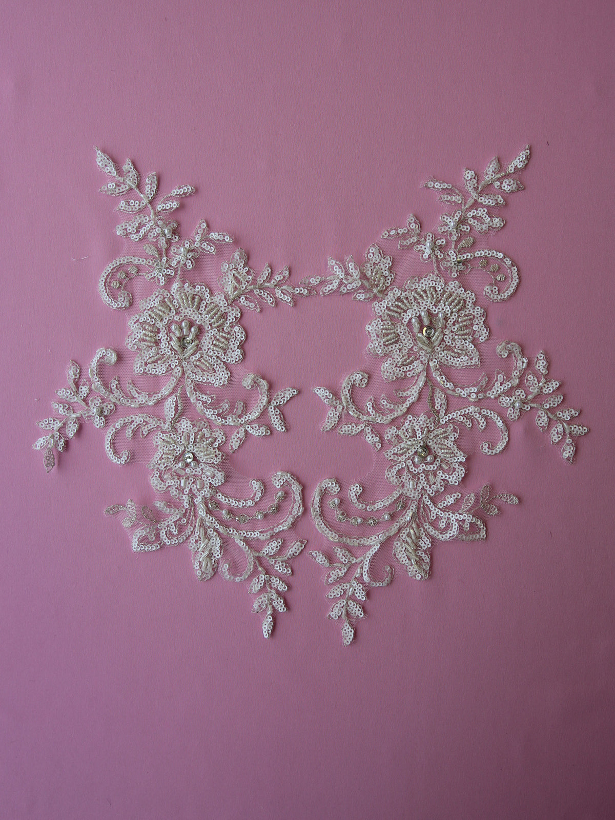 Ivory Sequinned Lace Appliques - Illinois