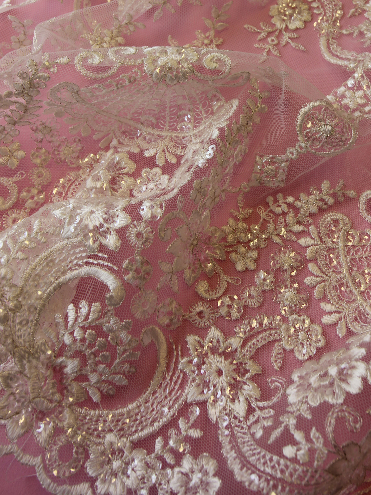 Ivory Embroidered Lace - Ruby