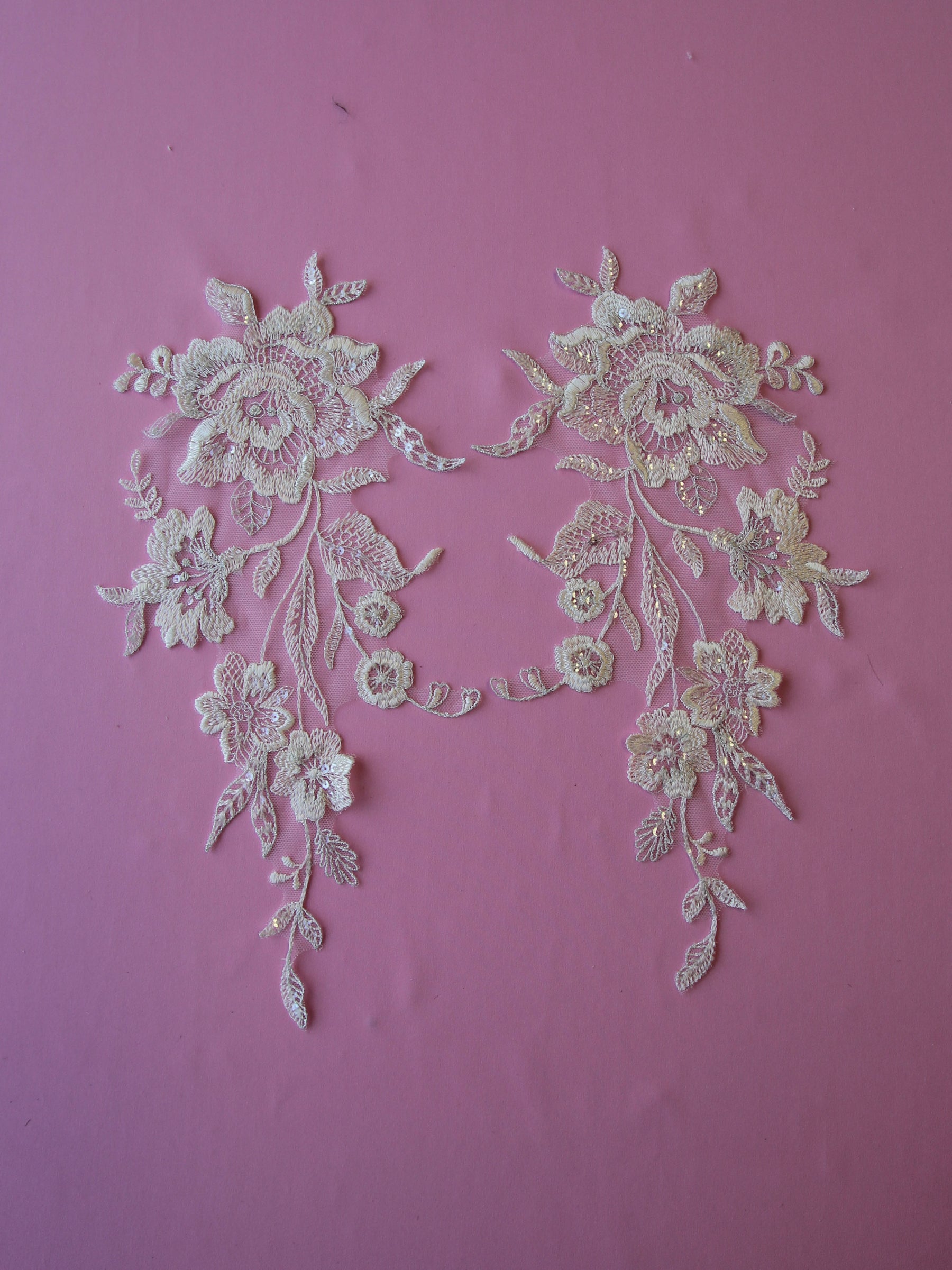 Ivory Sequinned Lace Appliques - Cornelia