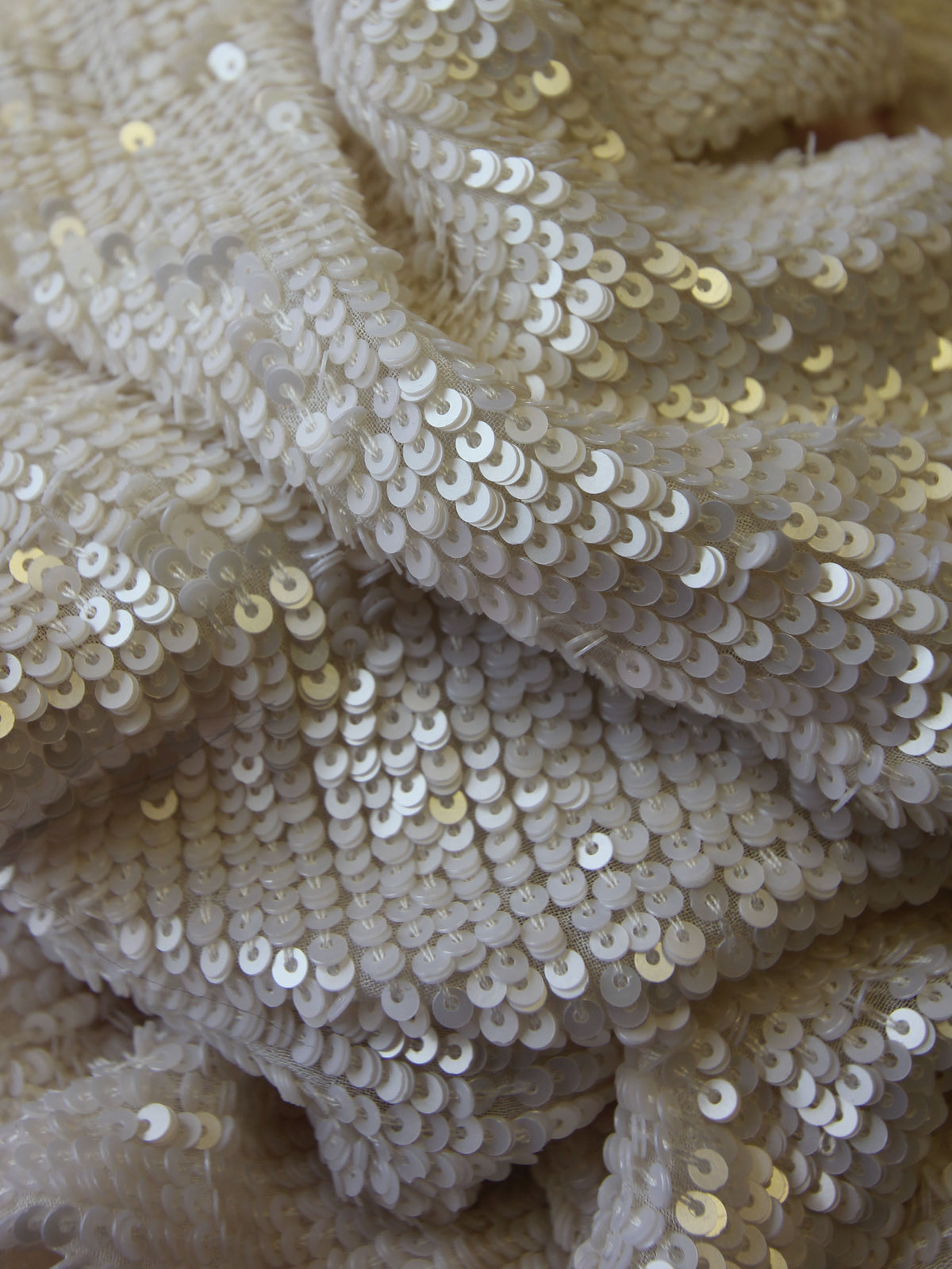 Ivory Sequinned Fabric - Chenca