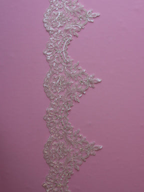 Ivory Sequinned Lace Trim - Ohio