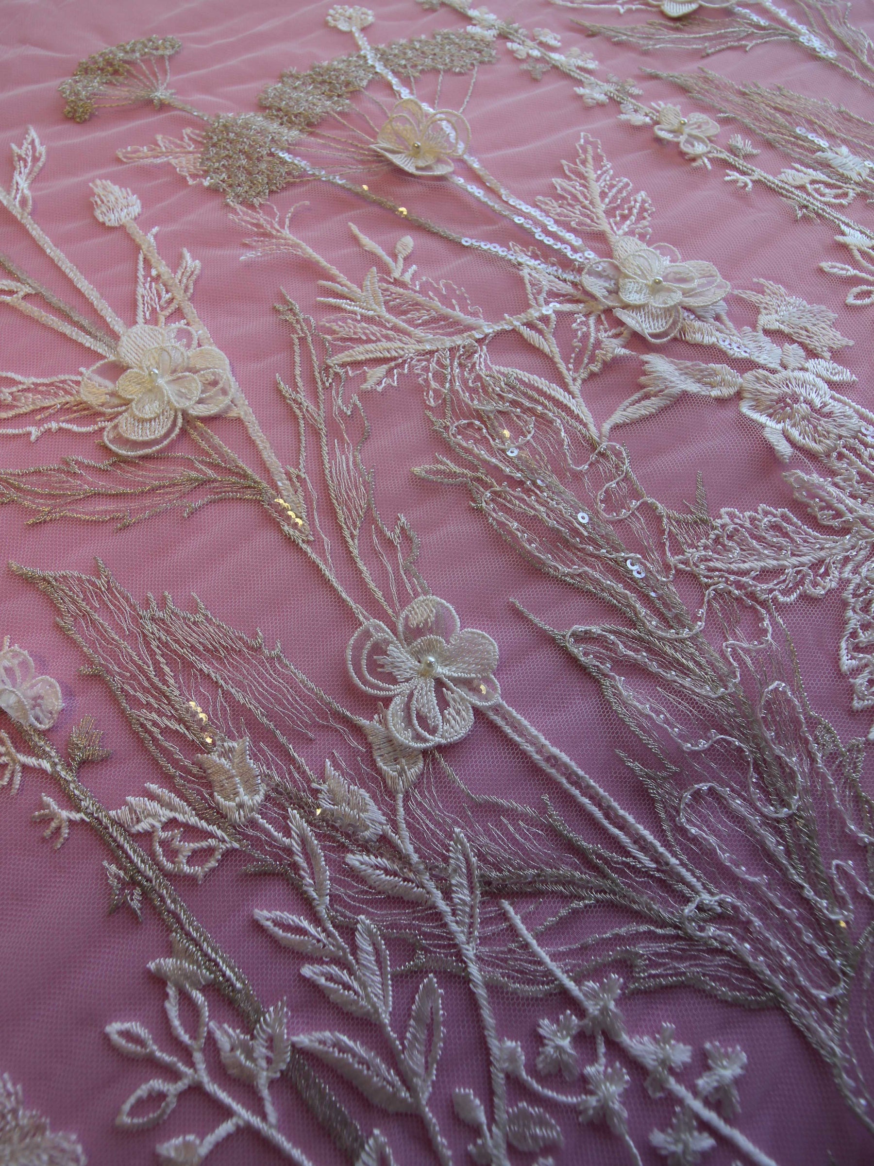 Ivory Embroidered Lace - Garbina