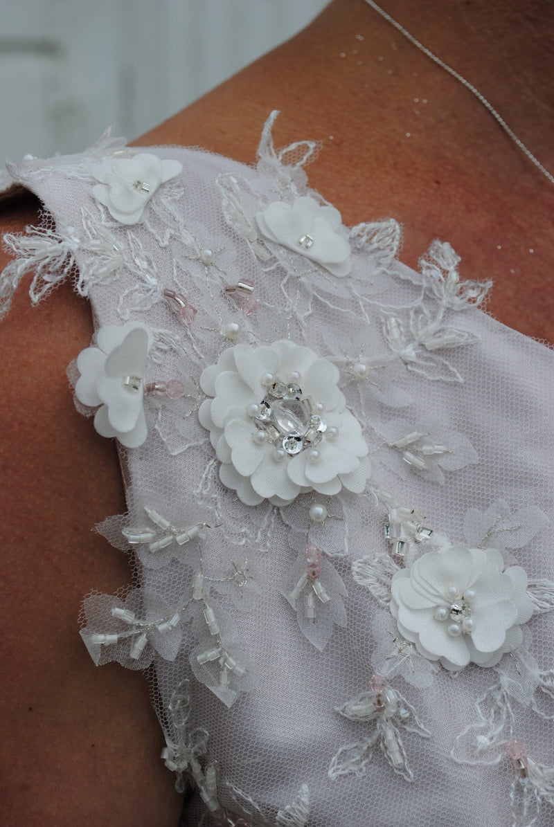 Ivory Beaded Flower Lace Jacqueline