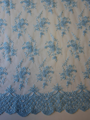 Light Blue Embroidered Lace - Kirsty