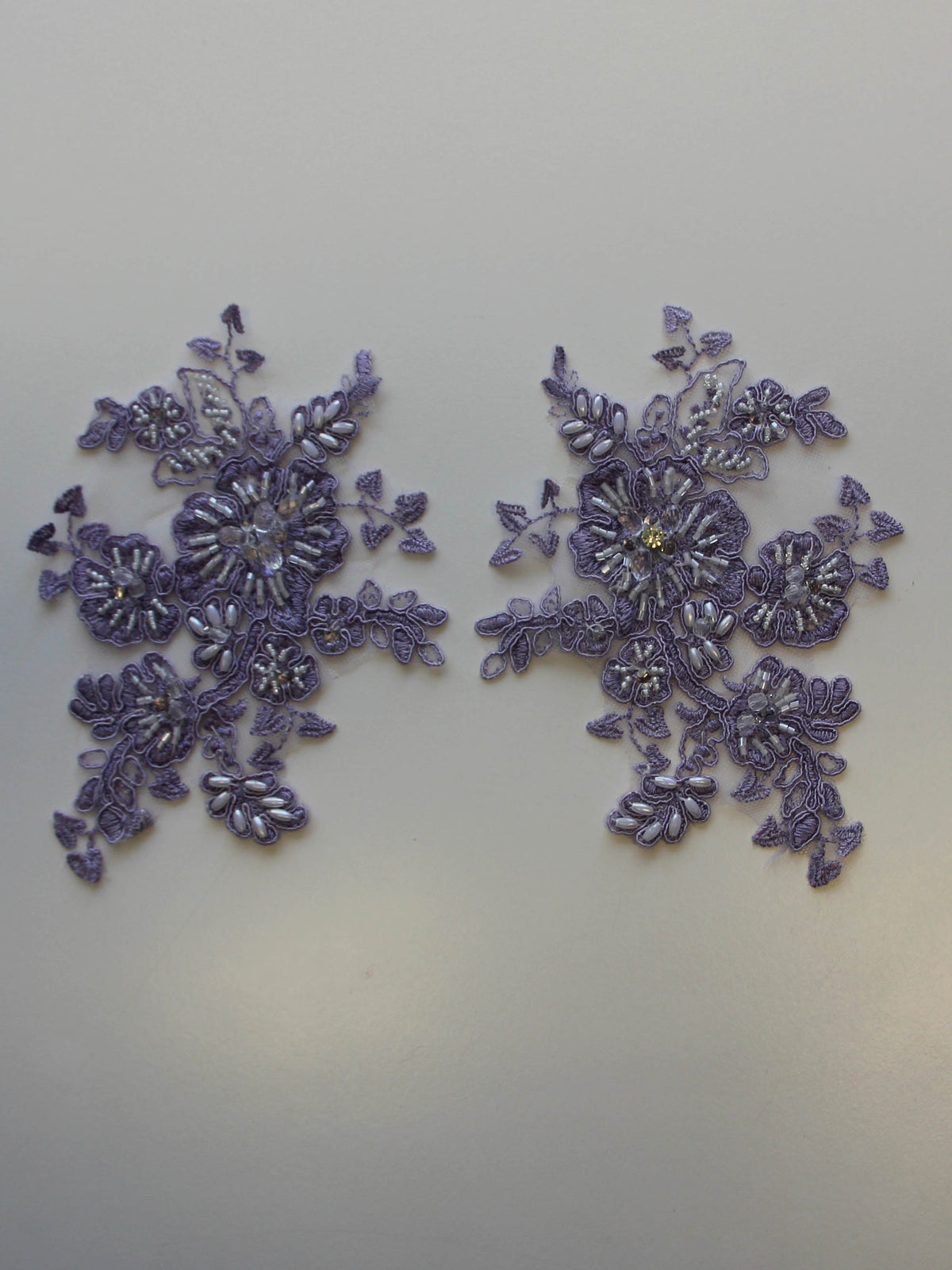 Lavender Beaded and Corded Lace Appliques - Chelsea