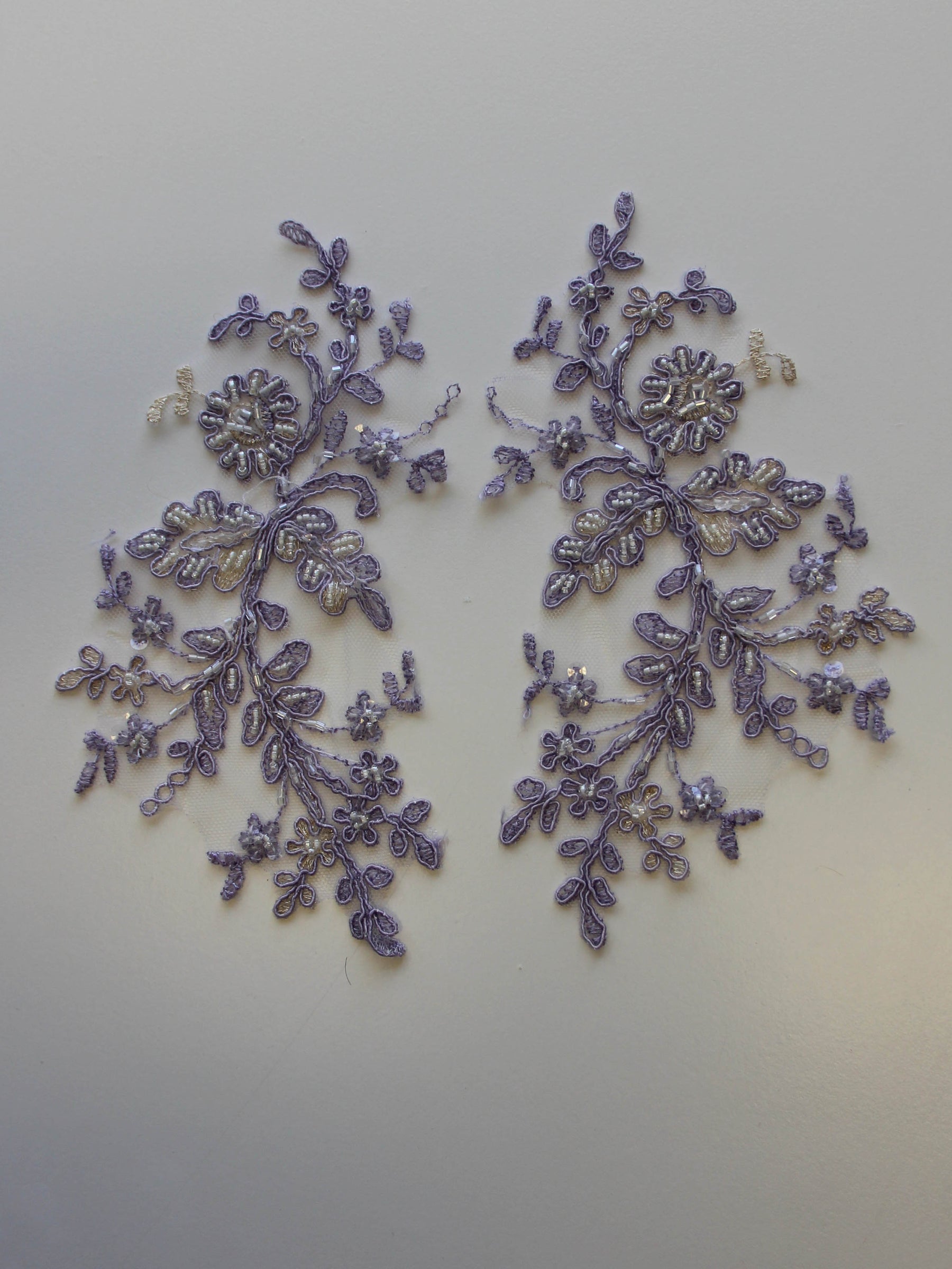 Lavender Beaded Lace Appliques - Jessica