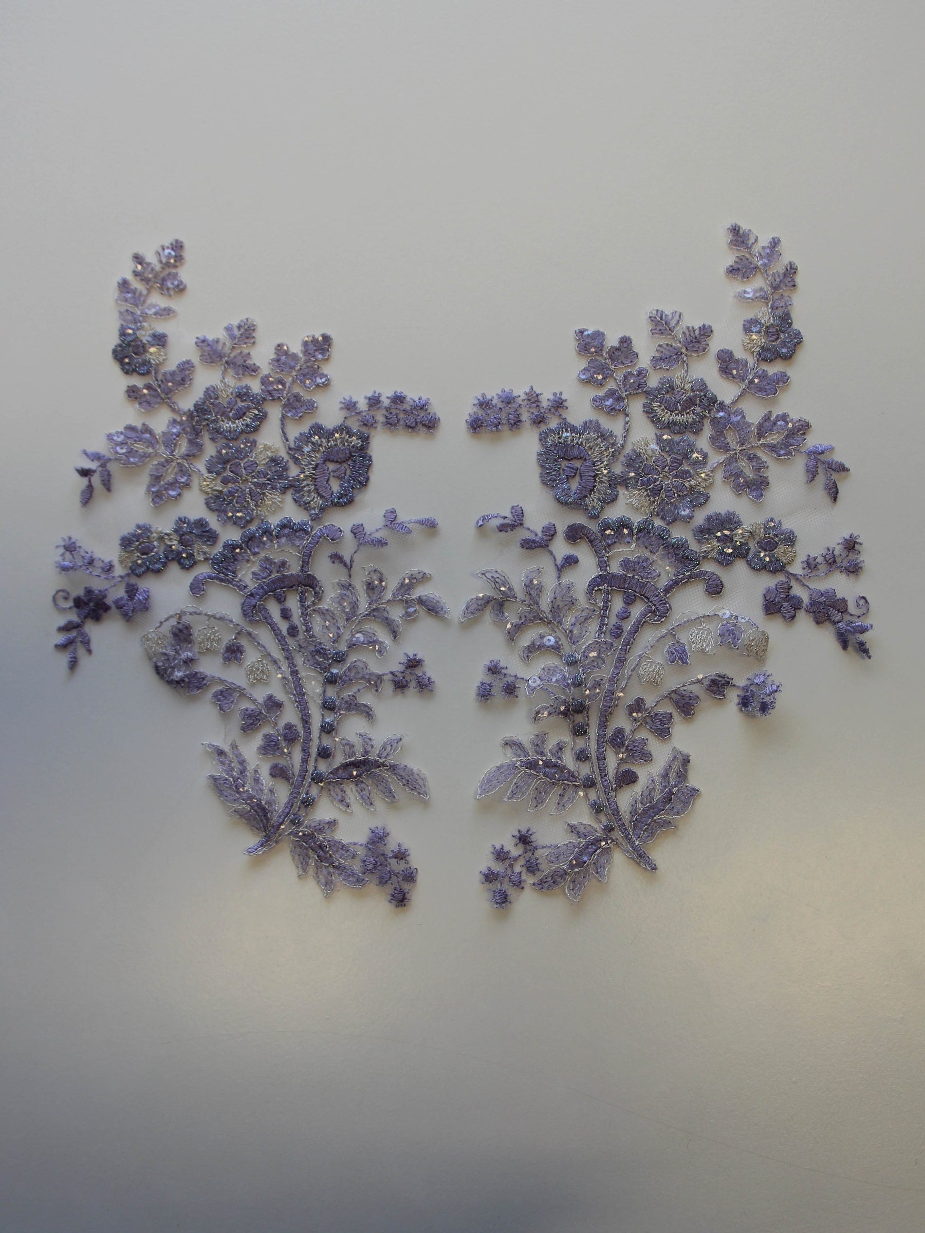 Lavender Sequinned Lace Appliques - Justine