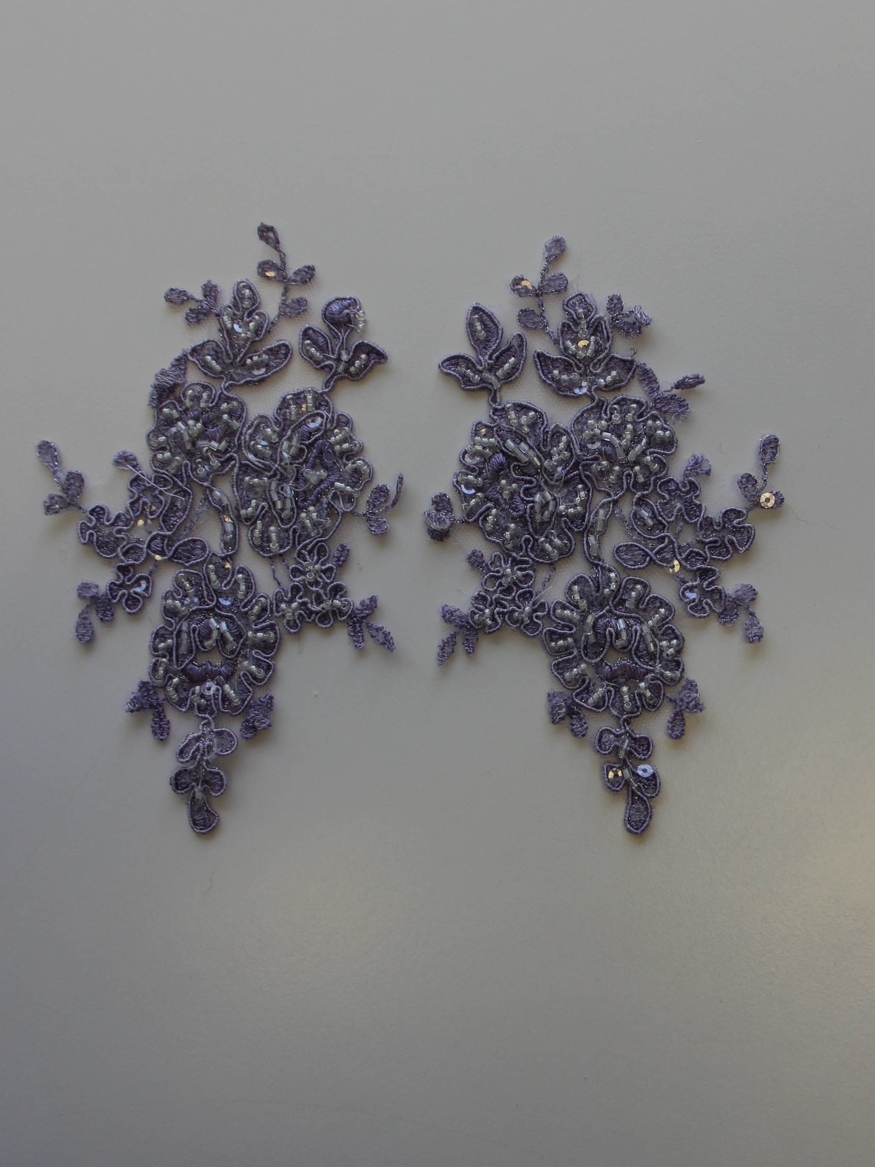 Lavender Beaded Lace Appliques - Sophia