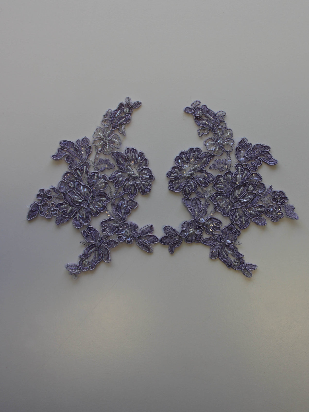Lavender Beaded Lace Appliques - Victoria