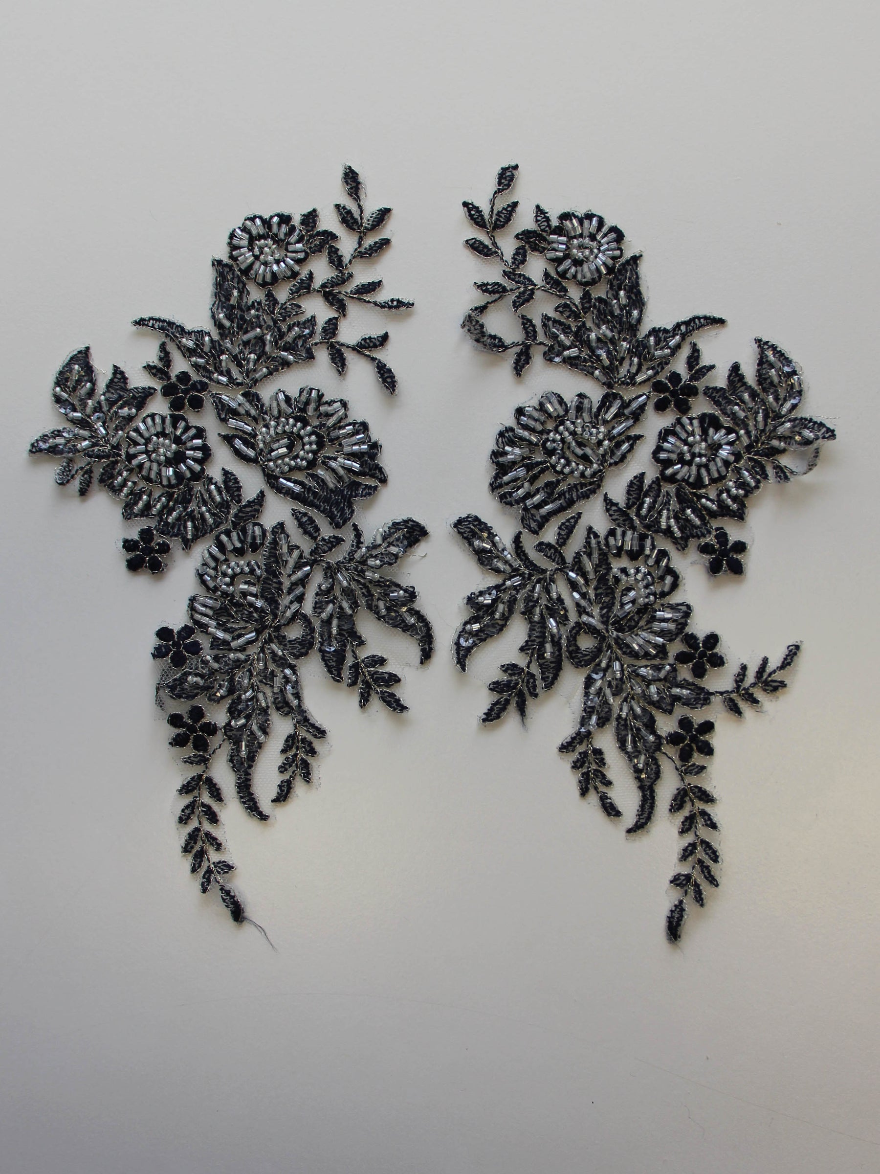 Navy Beaded Lace Appliques - Nicole