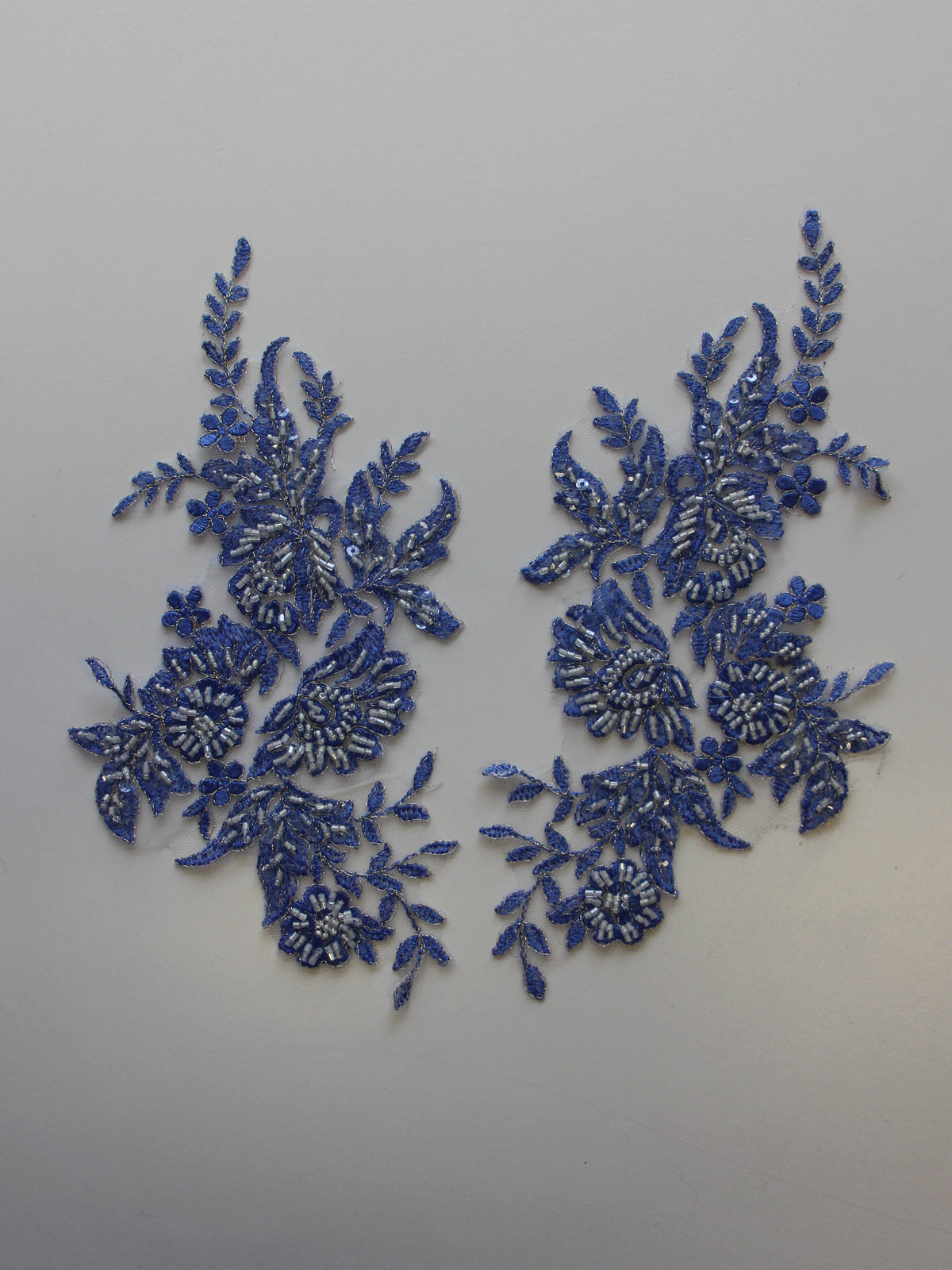 Ocean Blue Beaded Lace Appliques - Nicole