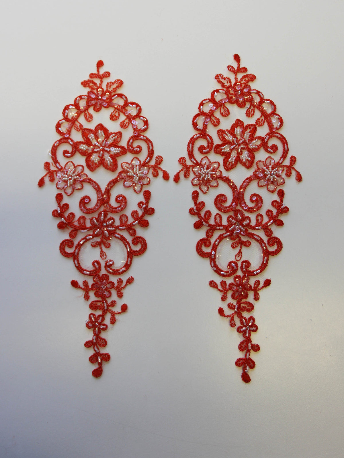Fresh Orange Beaded and Corded Lace Appliques - Alexandra