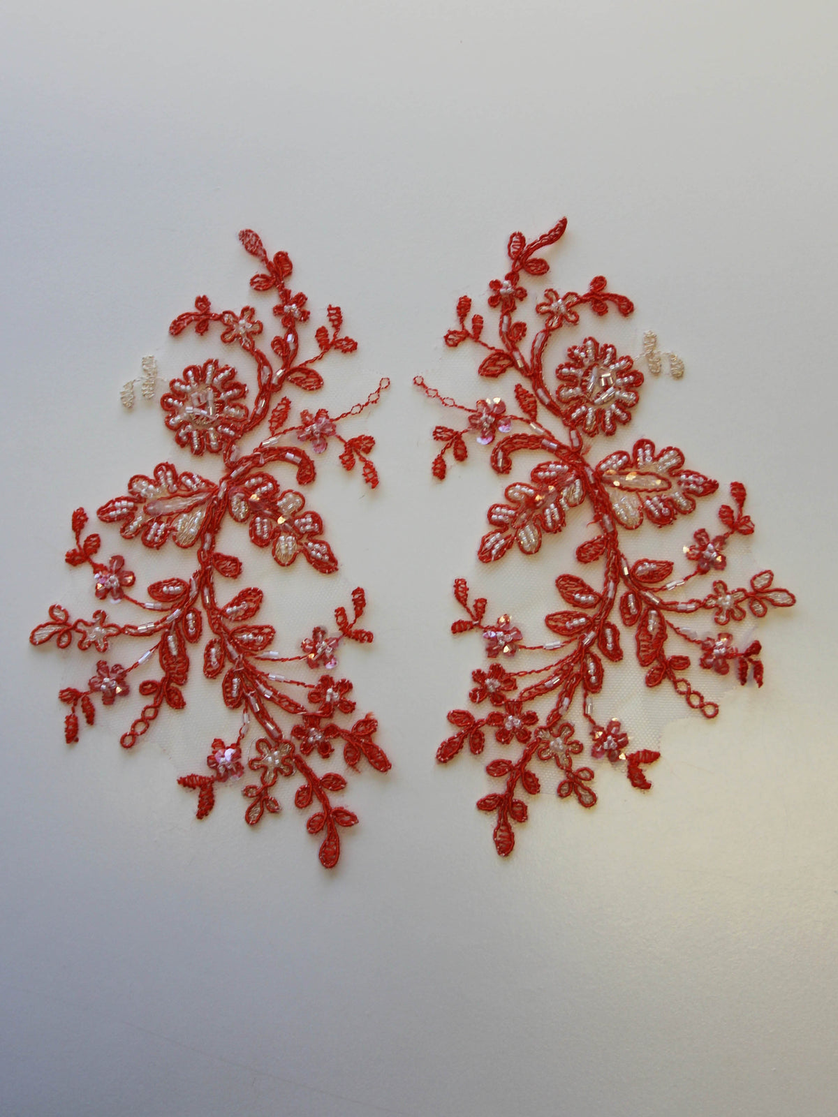 Fresh Orange Beaded Lace Appliques - Jessica