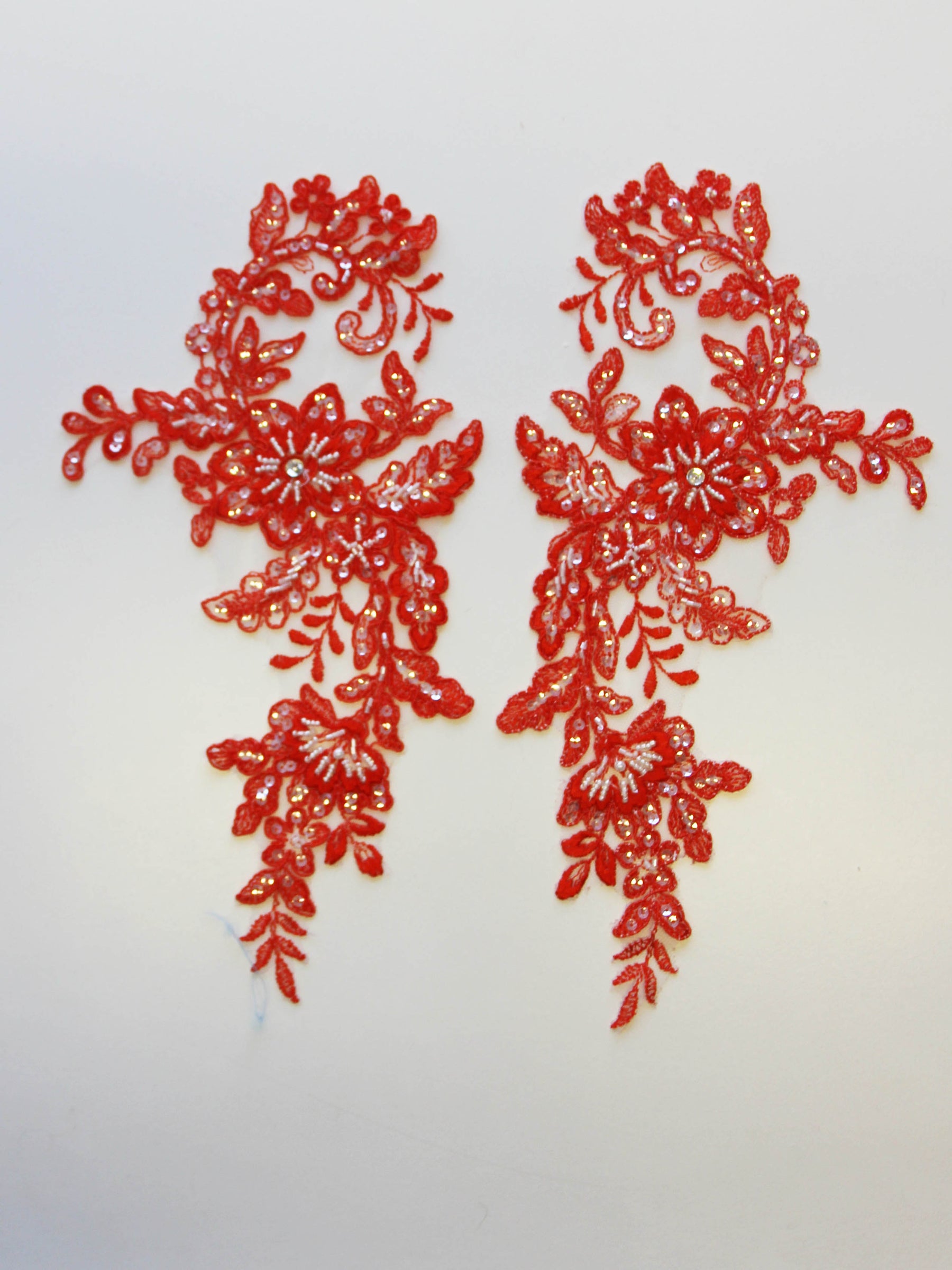 Fresh Orange Beaded Lace Appliques - Annabelle