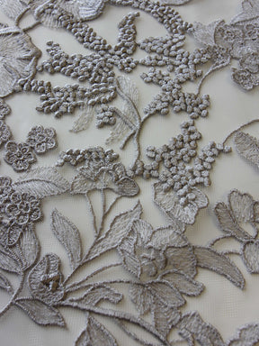 Pewter Grey Embroidery Lace - Garbo