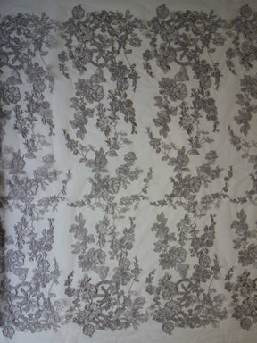Pewter Grey Embroidery Lace - Garbo