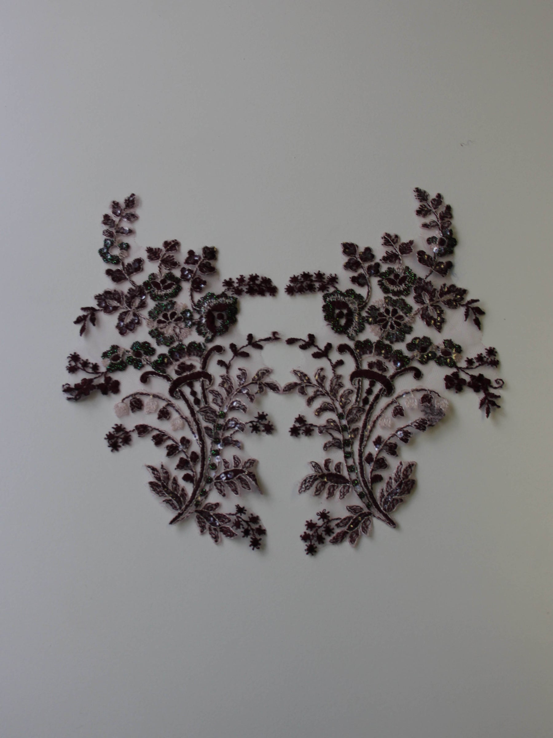 Plum Sequinned Lace Appliques - Justine