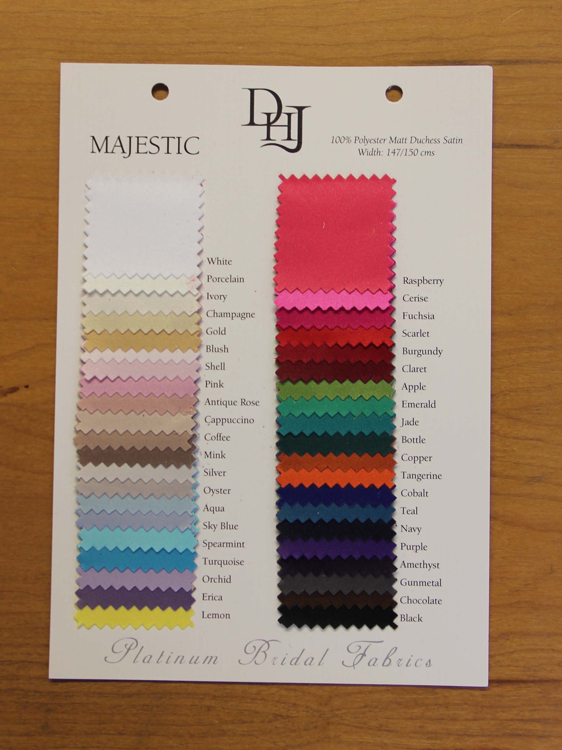 Sample Card of Polyester Satins - Majestic