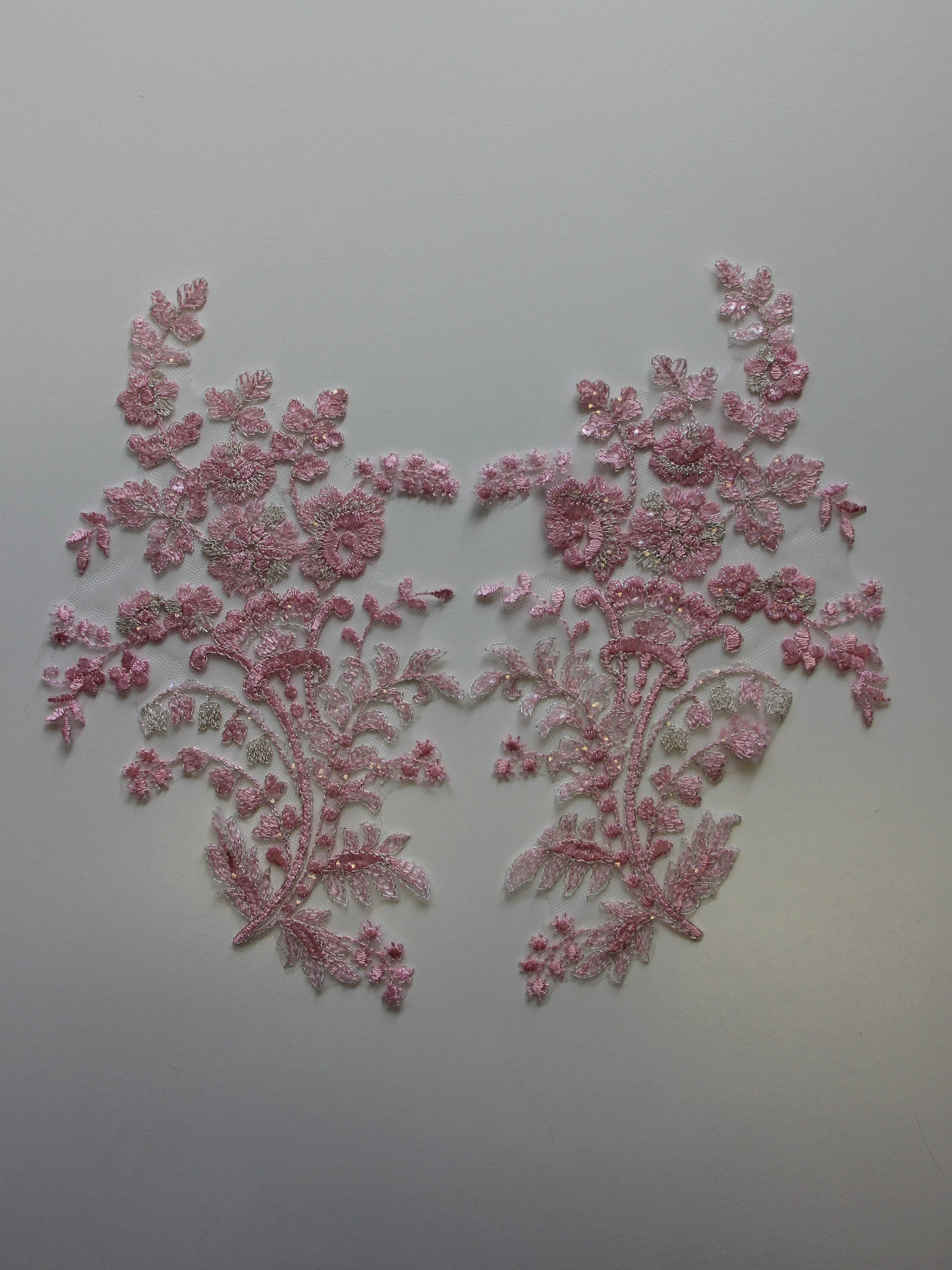 Peony Pink Sequinned Lace Appliques - Justine