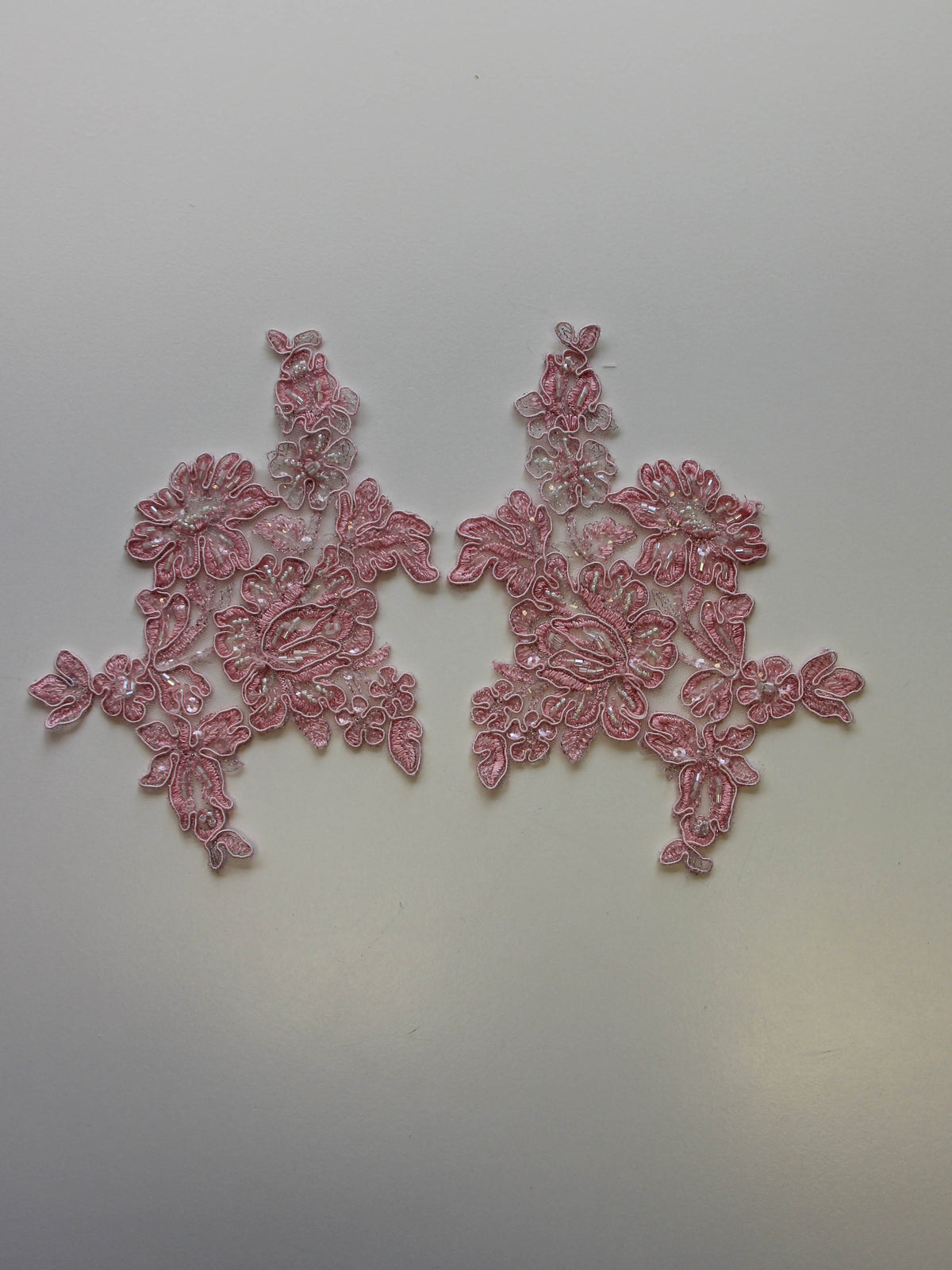 Peony Pink Beaded Lace Appliques - Victoria