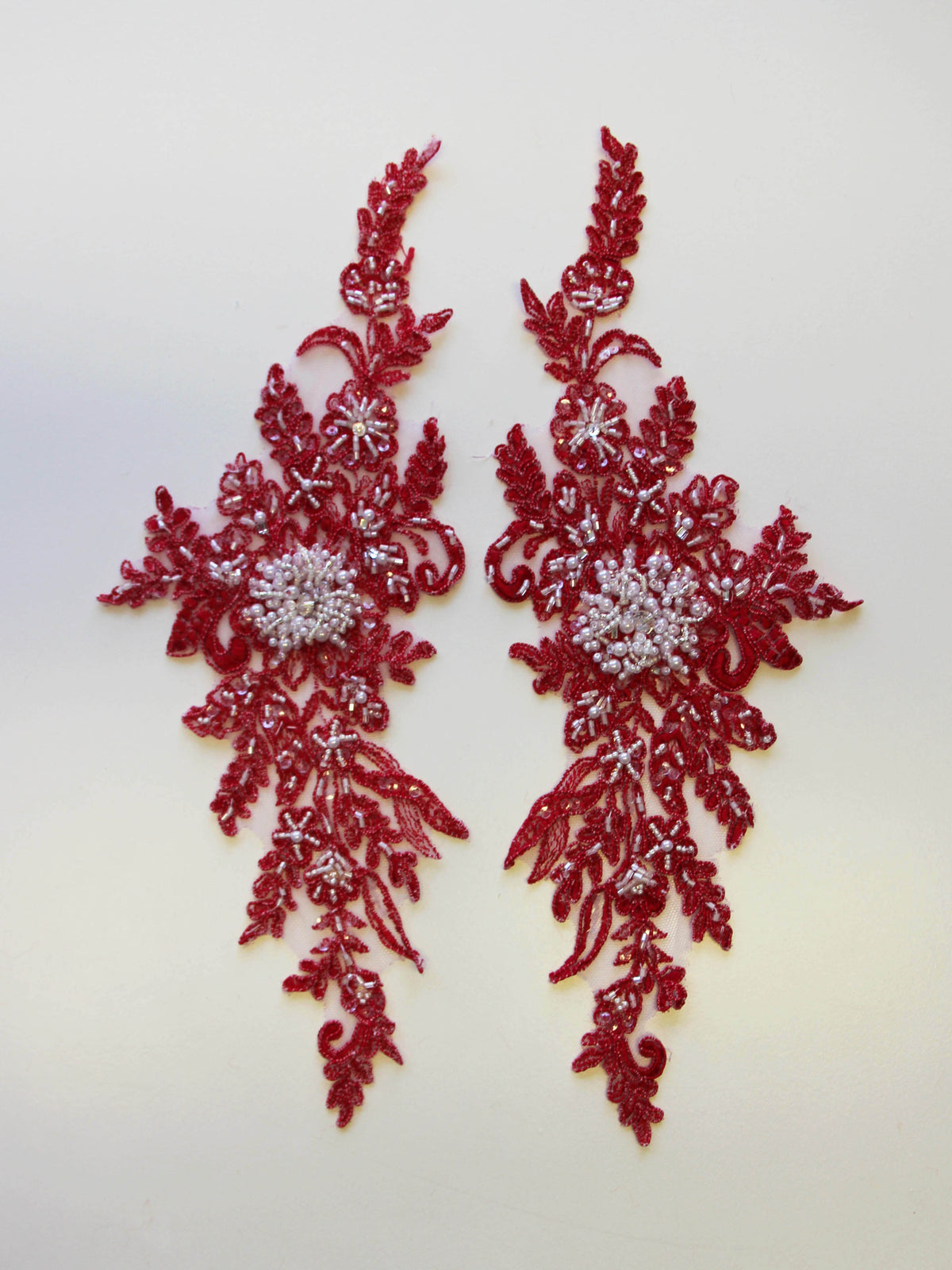 Tulip Red Corded Lace Appliques - Utah