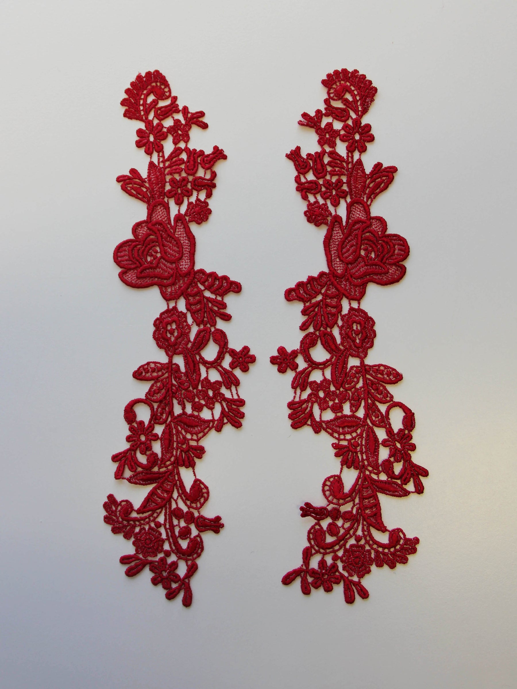 Tulip Red Corded Lace Appliques - Nova