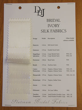 Sample Card of Silk Bridal Fabrics in Ivory