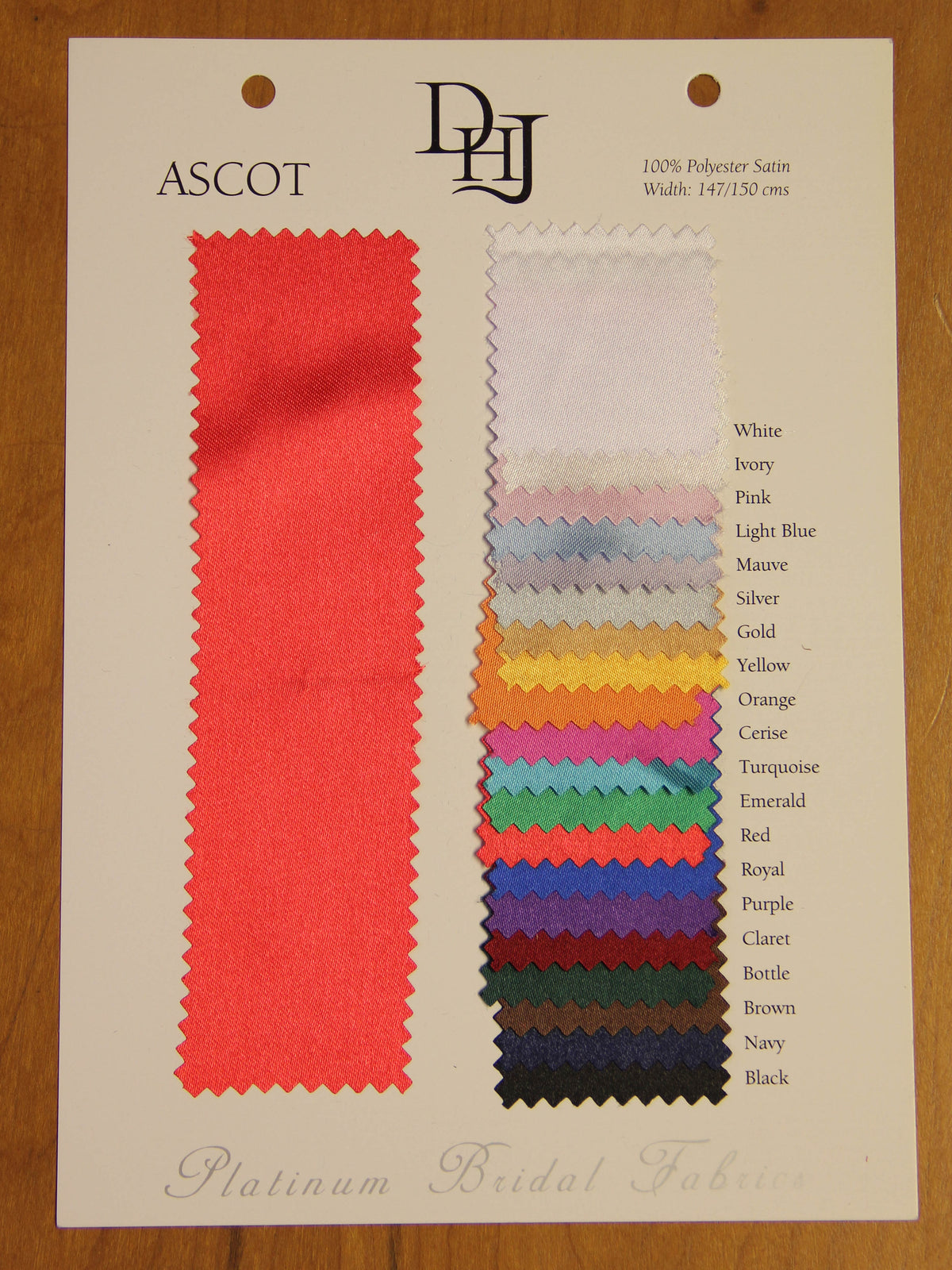 Sample Card of Polyester Satin – Ascot
