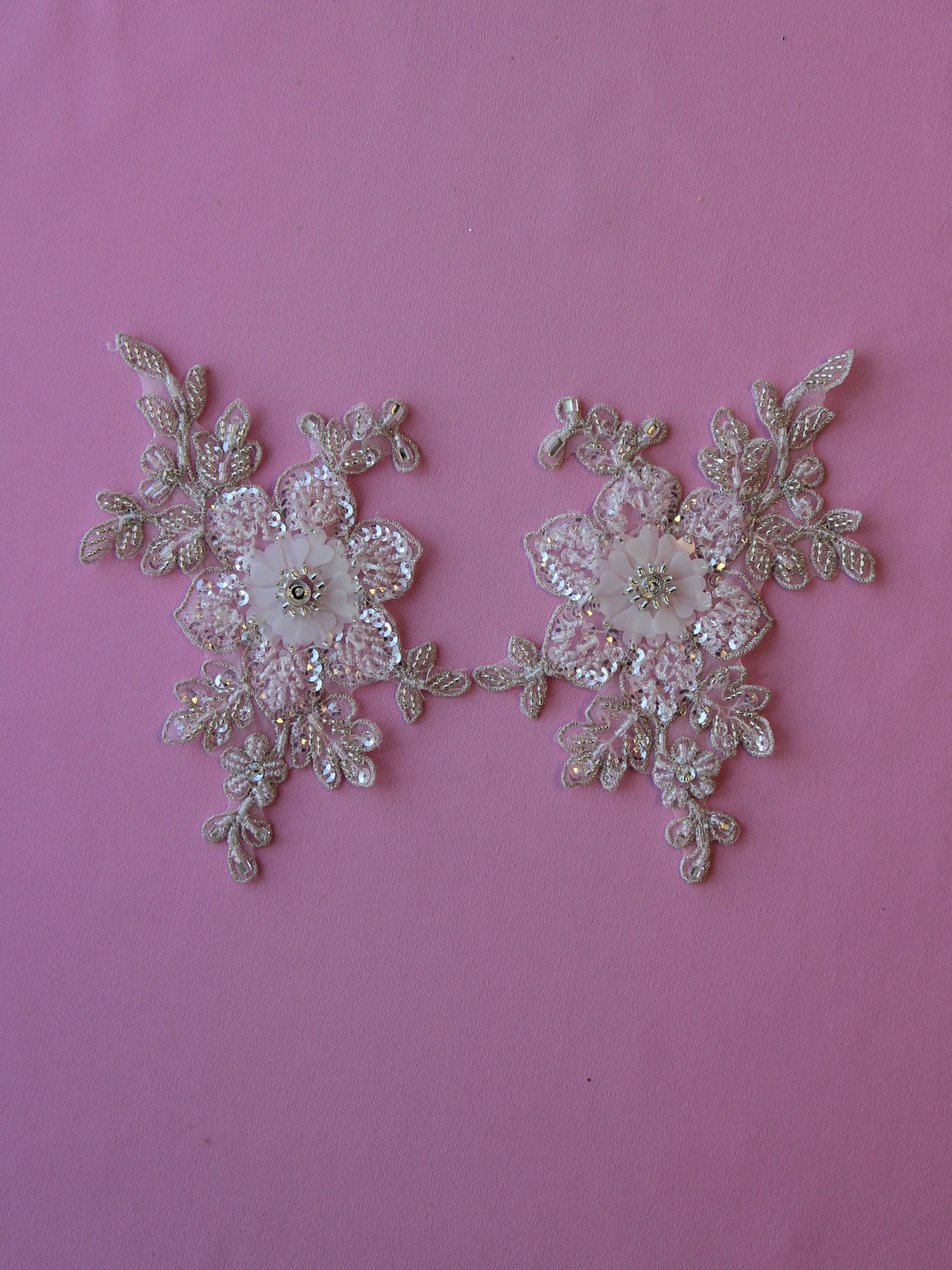 Ivory Sequinned Lace Appliques - Tucana
