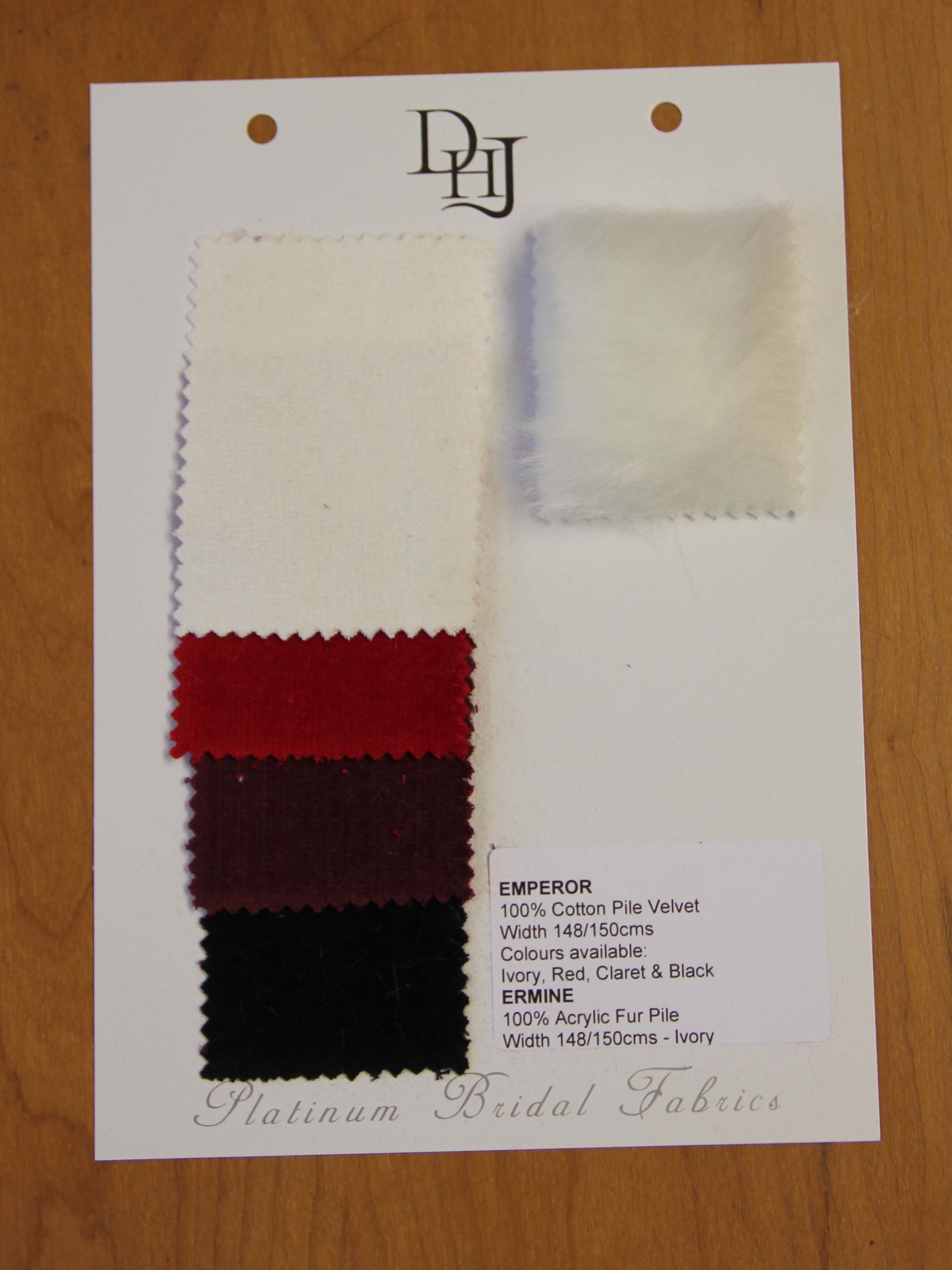 Sample Card of Faux Fur and Velvet