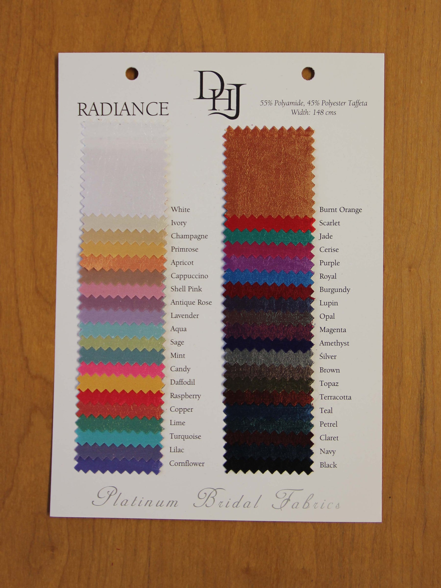 Sample Card of Poly/Nylon Taffeta - Radiance